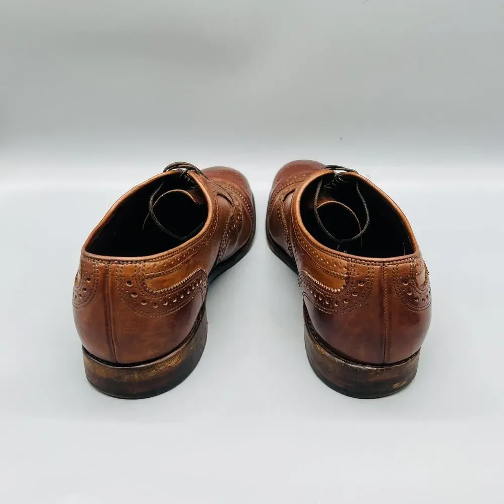 Allen Edmonds Shoes Mens 9.5 Brown Leather Cap Toe Oxford Slip On Dress Brogue